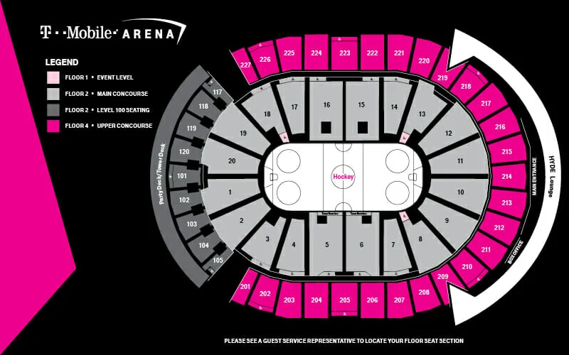 Vegas Golden Knights karta över arenan